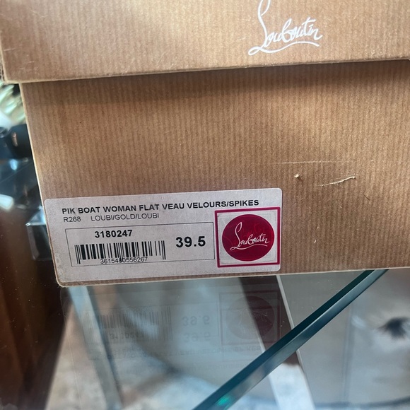 Christian Louboutin red and gold spike flat shoe - Picture 8 of 9